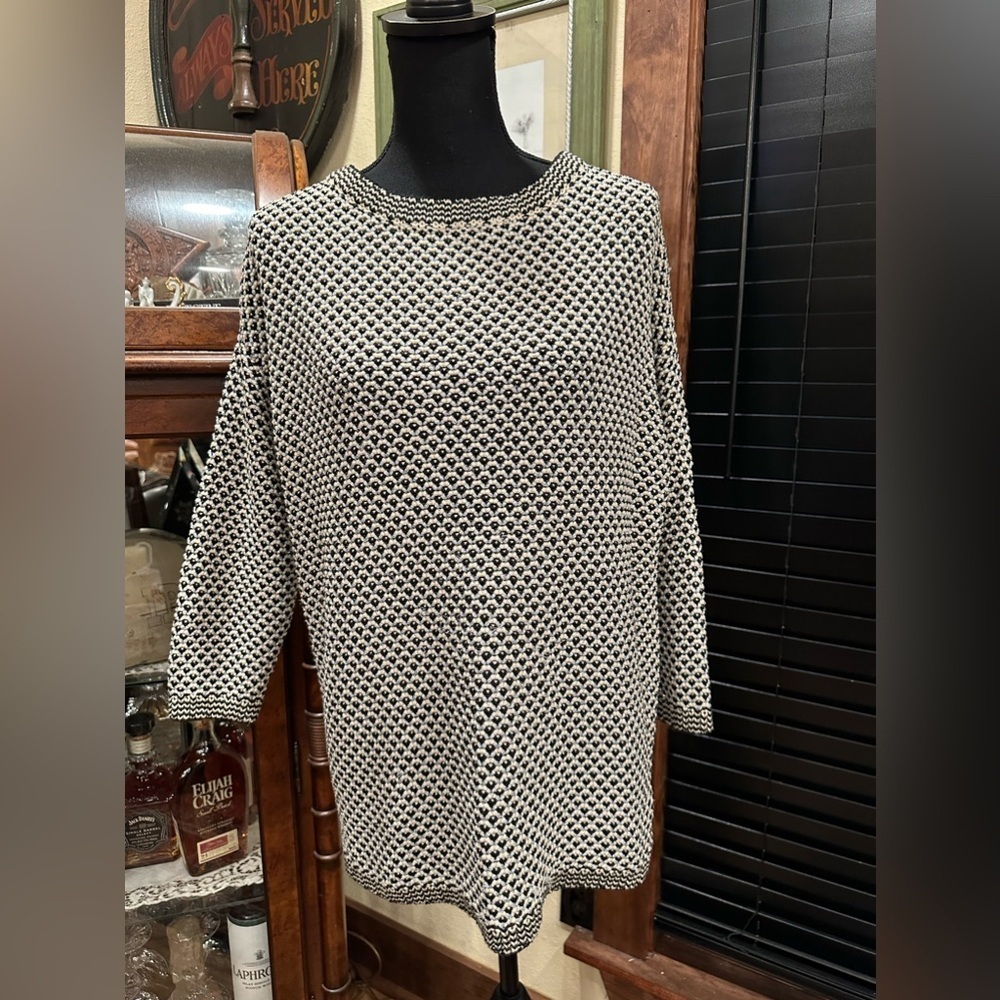 Harper Silver Metallic Treds Long Black Tie Back Sweater